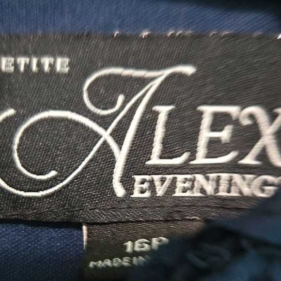 Nwt Alex Evenings Midnight Blue Lace Dress 16p - Picture 2 of 6
